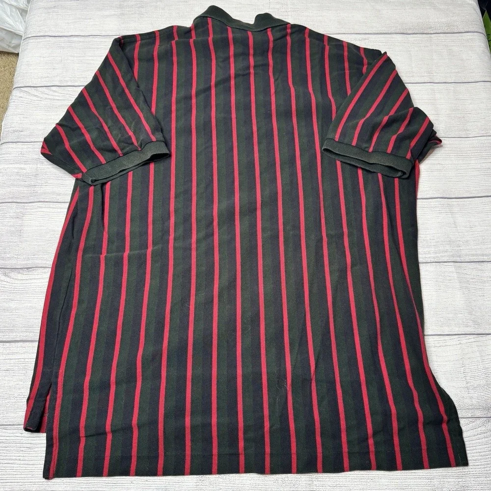 Polo Ralph Lauren Green Black Red Vertical Stripe Polo Shirt‎ XL